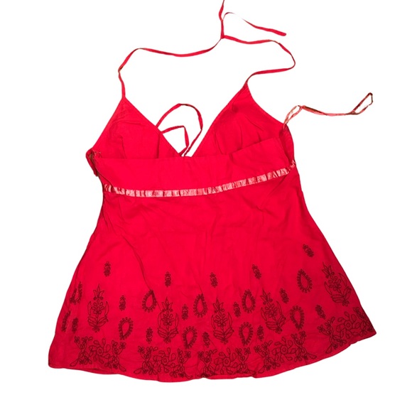 Small Guess Jean Red Halter Tie Top - Picture 2 of 3